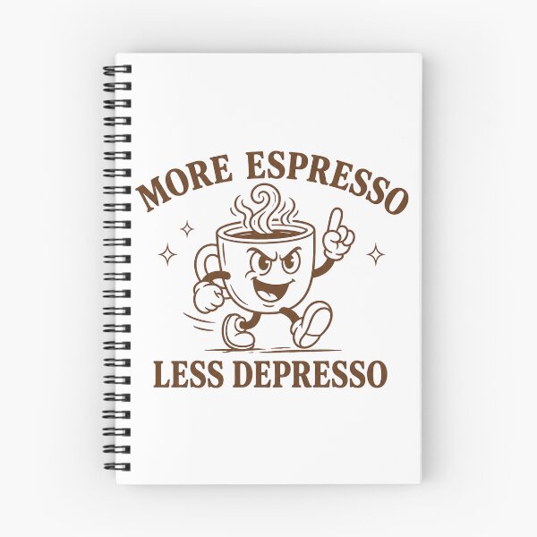 Item preview, More Espresso Less Depresso Retro Cartoon Mascot designed and sold by ElcastDesigns.