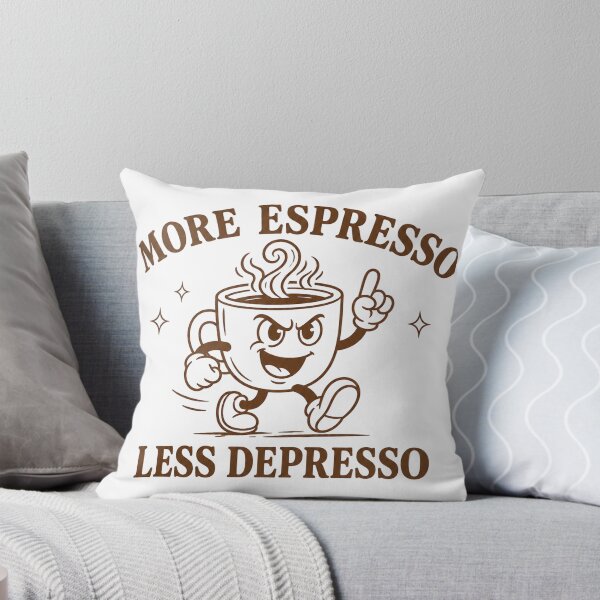 Item preview, More Espresso Less Depresso Retro Cartoon Mascot designed and sold by ElcastDesigns.