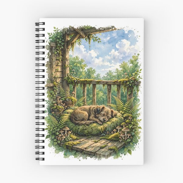 Item preview, Gonblincore - Sleepy Dog on Mossy Porch Cottagecore Watercolor designed and sold by Neurospicy Trolls.