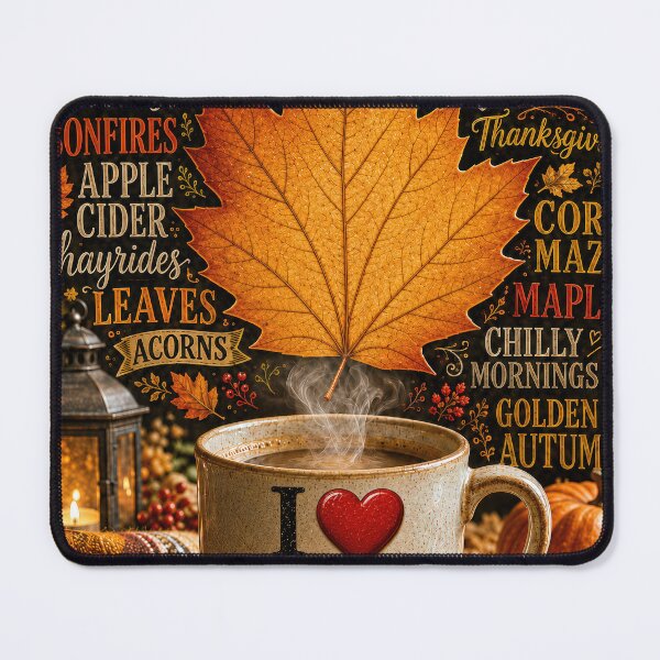 Item preview, Orange Maple Leaf and Coffee with Autumn Word Cloud designed and sold by Maria Dryfhout.