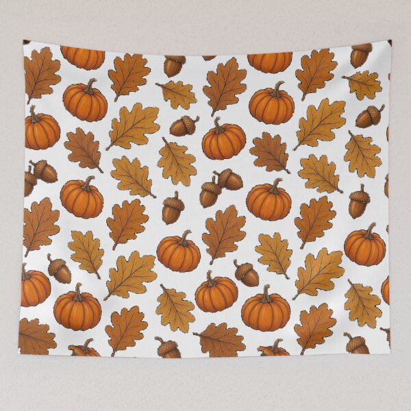 Item preview, Cozy Autumn Pumpkin Oak Leaves & Acorns Pattern designed and sold by Dabis26.