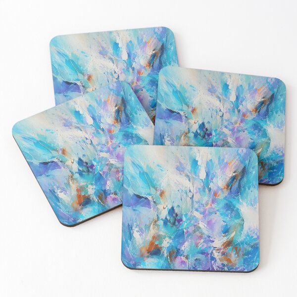 Item preview, Blue Turquoise Abstract Art – Modern Ocean-Inspired Wall Decor in Teal & Purple designed and sold by GutyzDesignsES.