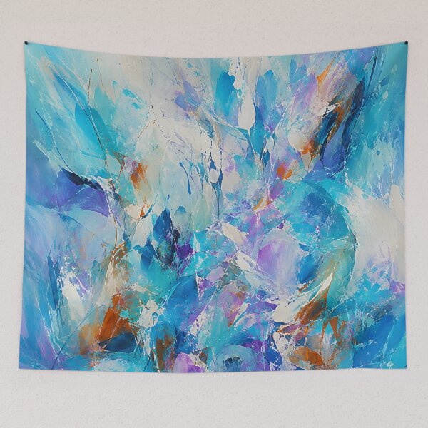 Item preview, Blue Turquoise Abstract Art – Modern Ocean-Inspired Wall Decor in Teal & Purple designed and sold by GutyzDesignsES.
