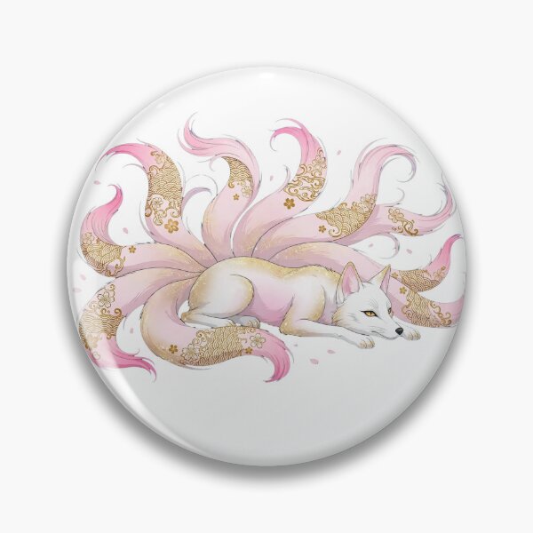Item preview, Golden Sakura Kitsune - White Gold Pastel Pink Nine Tailed Fox | Celestial Japanese Fox Shirt designed and sold by PrettyCrypt.