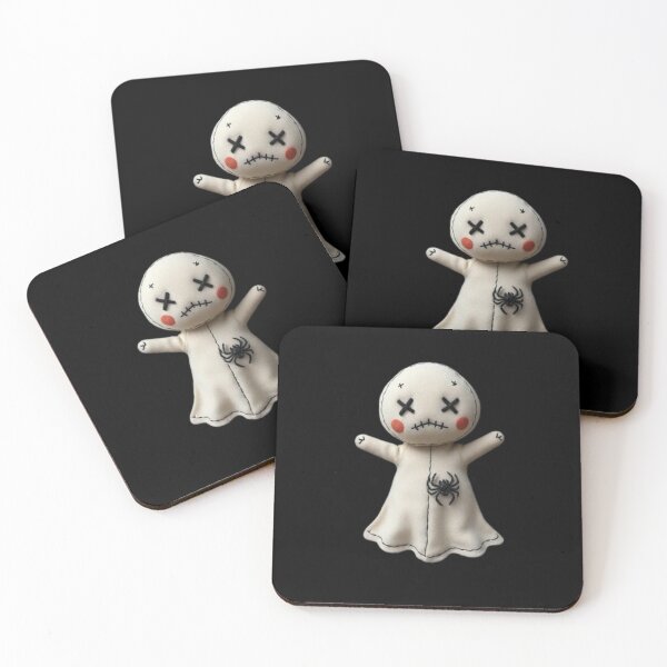 Item preview, Creepy Cute Ghost Sticker | Stitched Voodoo Doll Ghost with Spider Patch | Gothic Kawaii Halloween Plush Art designed and sold by HOODYBUDSTYLES.