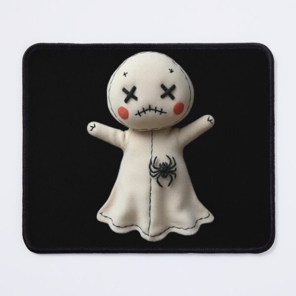 Item preview, Creepy Cute Ghost Sticker | Stitched Voodoo Doll Ghost with Spider Patch | Gothic Kawaii Halloween Plush Art designed and sold by HOODYBUDSTYLES.