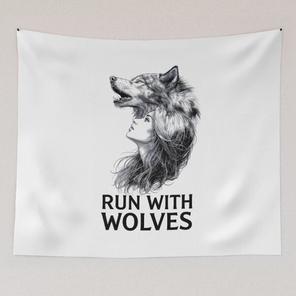 Item preview, Run With Wolves | Wild Spirit | Adventure Wolf Woman T-Shirt` designed and sold by Aliplus+.