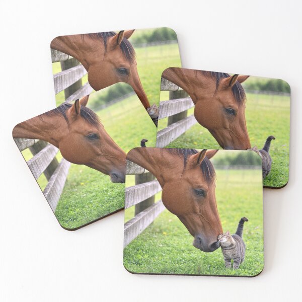 Item preview, Farm Horse in Pasture with Tabby Cat designed and sold by Maria Dryfhout.