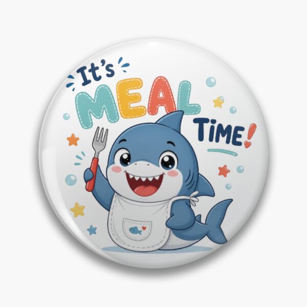Item preview, Cute Shark It's Meal Time - Kawaii Baby Shark Fork & Bib Kids Art designed and sold by ToonyTeez.