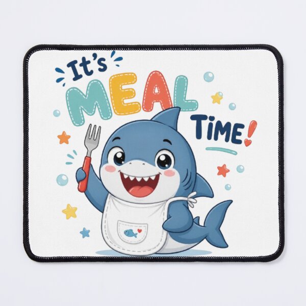 Item preview, Cute Shark It's Meal Time - Kawaii Baby Shark Fork & Bib Kids Art designed and sold by ToonyTeez.