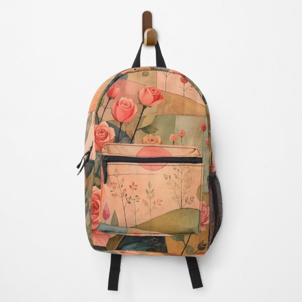 Item preview, Mid Century Floral Garden – Folk Art Roses & Geometric Landscape designed and sold by GutyzDesignsES.