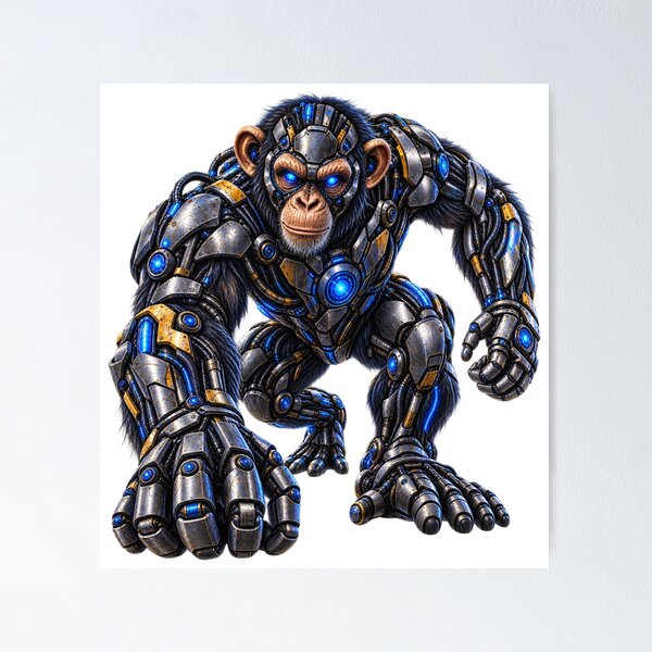 Item preview, Steel Chimpanzee V5+ — Cybernetic Mechanical Chimpanzee | Industrial Metal Animal designed and sold by SteelCoat Studio.