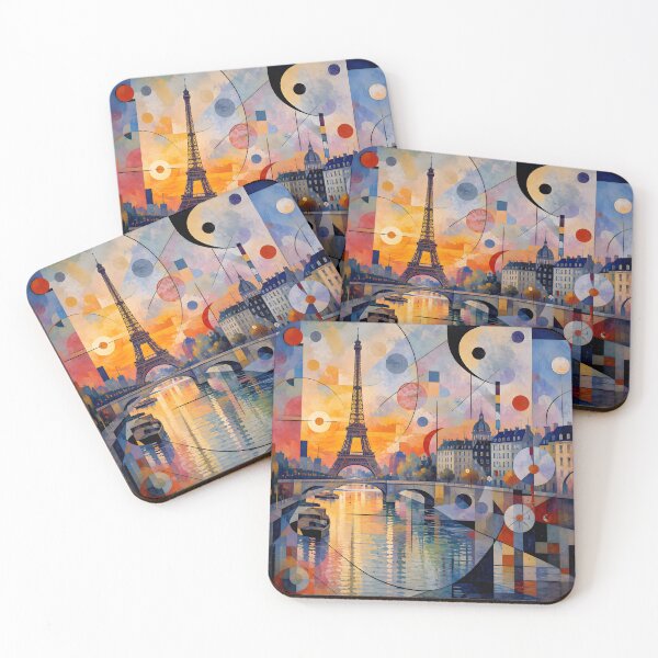 Item preview, Paris Eiffel Tower Sunset – Geometric Abstract Seine River Wall Art designed and sold by GutyzDesignsES.