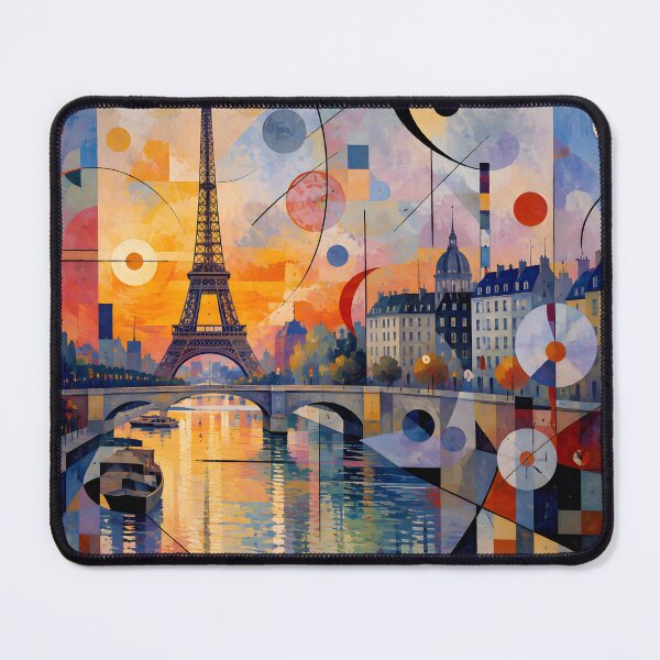 Item preview, Paris Eiffel Tower Sunset – Geometric Abstract Seine River Wall Art designed and sold by GutyzDesignsES.