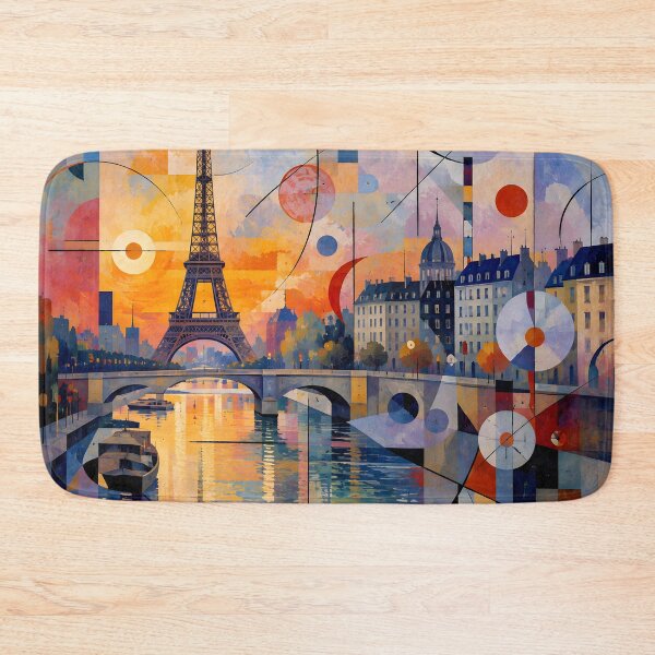 Item preview, Paris Eiffel Tower Sunset – Geometric Abstract Seine River Wall Art designed and sold by GutyzDesignsES.