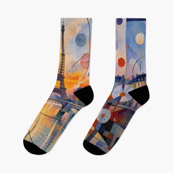 Item preview, Paris Eiffel Tower Sunset – Geometric Abstract Seine River Wall Art designed and sold by GutyzDesignsES.