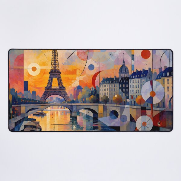 Item preview, Paris Eiffel Tower Sunset – Geometric Abstract Seine River Wall Art designed and sold by GutyzDesignsES.