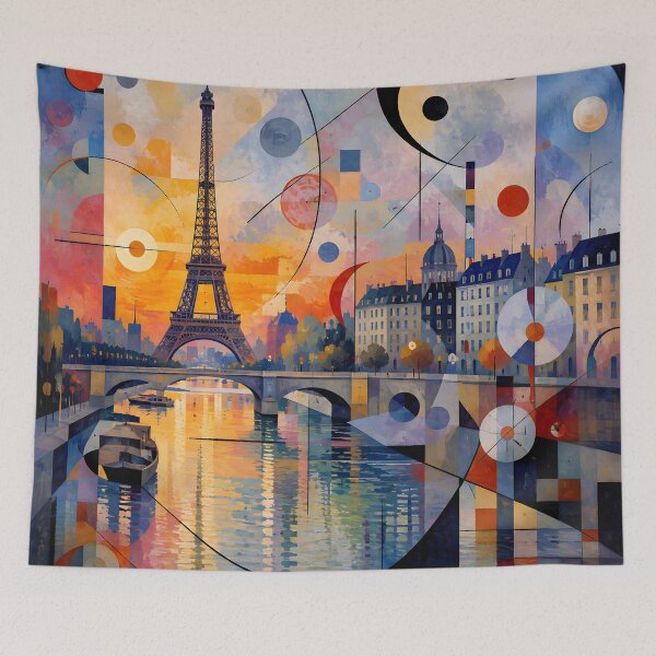 Item preview, Paris Eiffel Tower Sunset – Geometric Abstract Seine River Wall Art designed and sold by GutyzDesignsES.
