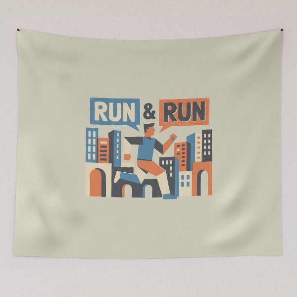 Item preview, Run And Run Urban Runner Mid Century Retro Poster designed and sold by KiwiRider.