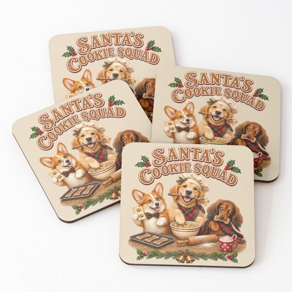 Item preview, Christmas Cookie Crew Santa's Baking Squad Christmas Dogs Holiday Art designed and sold by Cute & Sassy Custom Gifting Boutiques.