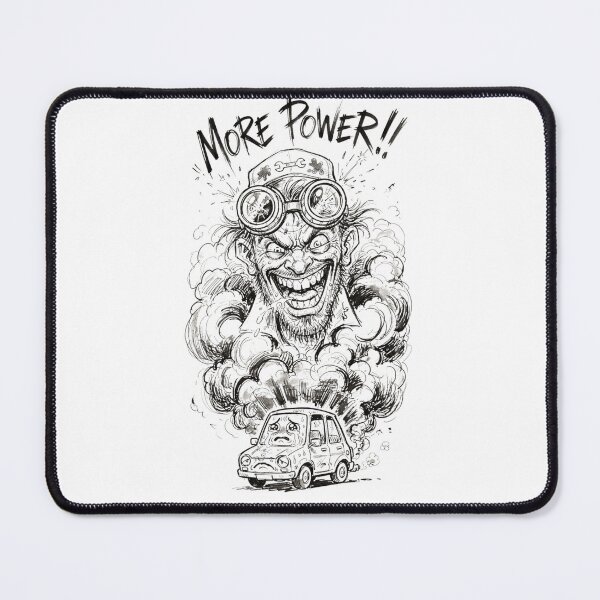 Item preview, Crazy Mechanic Mad Scientist Car Tuning More Power - Black and White Sketch designed and sold by jhgjykuo.