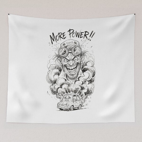 Item preview, Crazy Mechanic Mad Scientist Car Tuning More Power - Black and White Sketch designed and sold by jhgjykuo.
