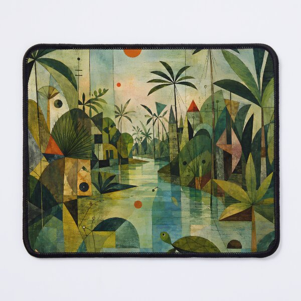 Item preview, Mid Century Tropical Jungle – Geometric Turtle & Palm Tree River Wall Art designed and sold by GutyzDesignsES.