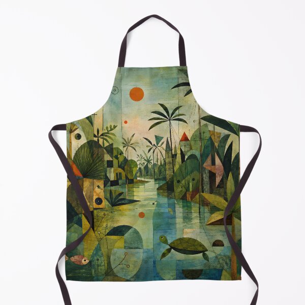 Item preview, Mid Century Tropical Jungle – Geometric Turtle & Palm Tree River Wall Art designed and sold by GutyzDesignsES.