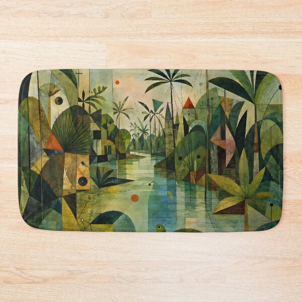 Item preview, Mid Century Tropical Jungle – Geometric Turtle & Palm Tree River Wall Art designed and sold by GutyzDesignsES.