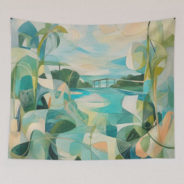 Item preview, Coastal Abstract Landscape – Turquoise Teal Modern Ocean Wall Art designed and sold by GutyzDesignsES.