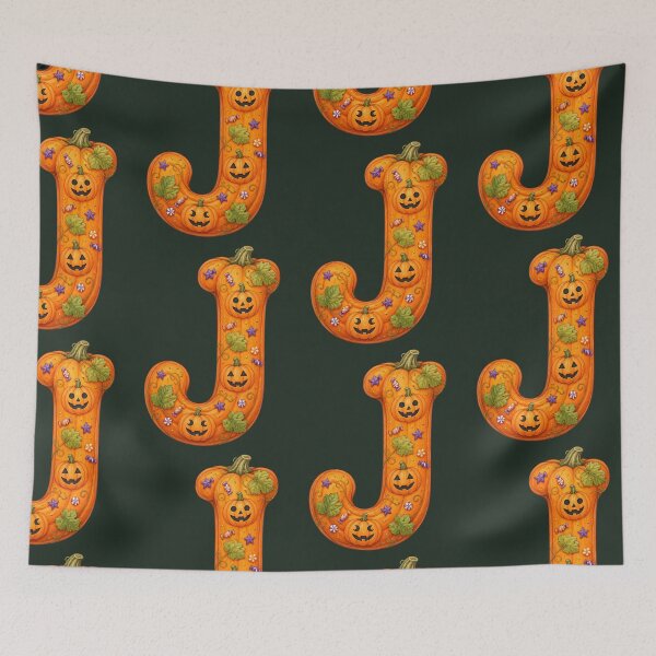 Item preview, Halloween Letter J Monogram – Spooky Jack-O-Lantern Alphabet Initial Design designed and sold by VectorJoy.