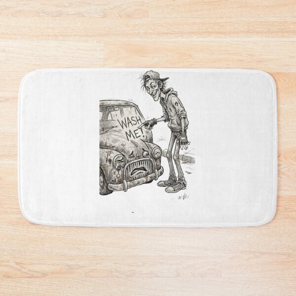 Item preview, Funny Man Writing Wash Me on Dirty Crying Vintage Car - Black and White Sketch designed and sold by jhgjykuo.