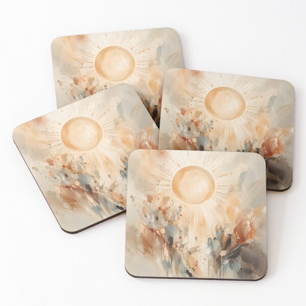 Item preview, Abstract Sunrise Landscape – Boho Neutral Mountain Wall Art in Terracotta & Blue designed and sold by GutyzDesignsES.