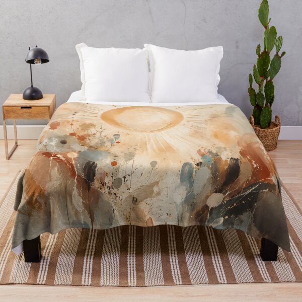 Item preview, Abstract Sunrise Landscape – Boho Neutral Mountain Wall Art in Terracotta & Blue designed and sold by GutyzDesignsES.