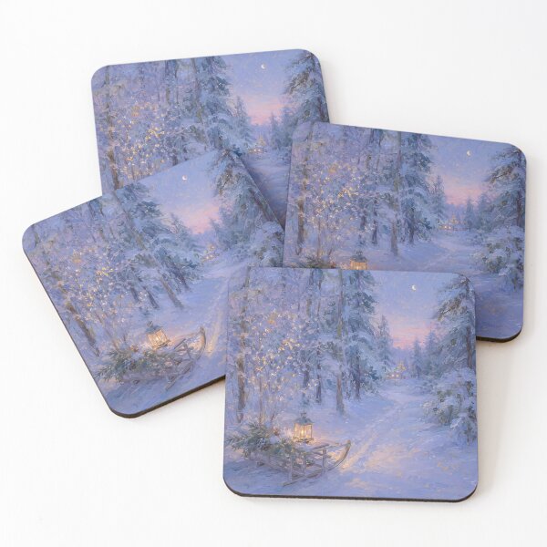 Item preview, Cozy Winter Forest Sled – Glowing Lantern Snowy Christmas Landscape designed and sold by GutyzDesignsES.