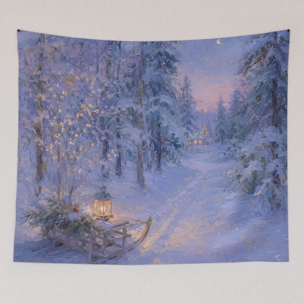 Item preview, Cozy Winter Forest Sled – Glowing Lantern Snowy Christmas Landscape designed and sold by GutyzDesignsES.