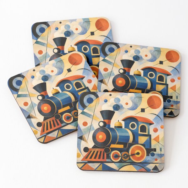 Item preview, Geometric Steam Train – Retro Bauhaus-Inspired Locomotive Wall Art designed and sold by GutyzDesignsES.