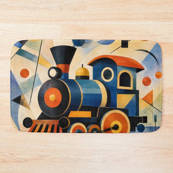 Item preview, Geometric Steam Train – Retro Bauhaus-Inspired Locomotive Wall Art designed and sold by GutyzDesignsES.