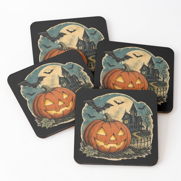 Item preview, Vintage Haunted House and Pumpkin - Retro Halloween Horror designed and sold by LOL-N-LIFESTYLE.