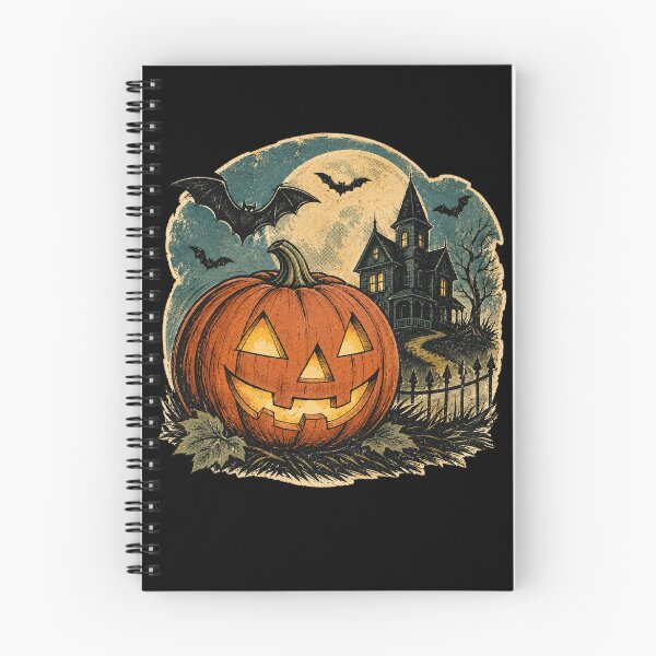 Item preview, Vintage Haunted House and Pumpkin - Retro Halloween Horror designed and sold by LOL-N-LIFESTYLE.