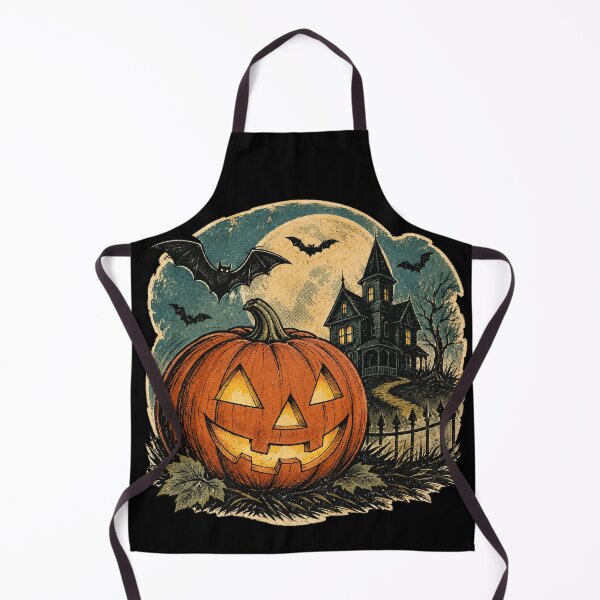 Item preview, Vintage Haunted House and Pumpkin - Retro Halloween Horror designed and sold by LOL-N-LIFESTYLE.