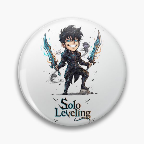 Item preview, Chibi Sung Jinwoo Solo Leveling Shadow Monarch Dual Daggers Anime Art designed and sold by FreakToons.
