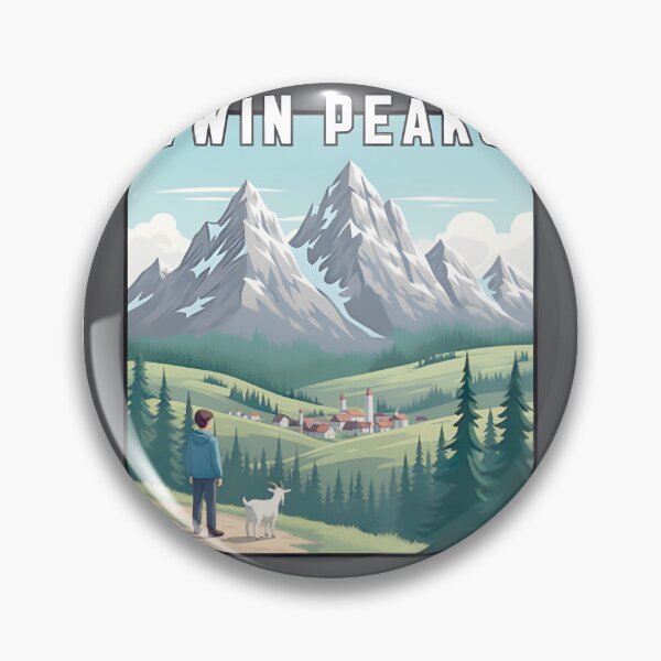 Item preview, Twin Peaks Mountain Scene Retro Aesthetic Vintage Pacific Northwest Nature Art PERFECT GIFT FOR YOU AND FRIENDS designed and sold by ThatLove.