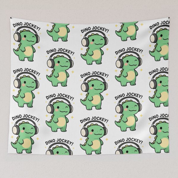 Item preview, Funny Cute Cartoon Music DJ Style Dino with Earphones DINO JOCKEY! designed and sold by Giulivo Store Graphic.