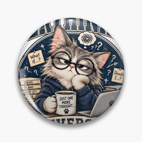 Artikelvorschau, Überdenkende Katze Vintage Collegiate entworfen und verkauft von CozyPanicStudio.