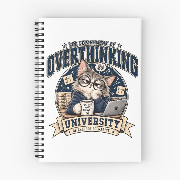 Item preview, Overthinking Cat Vintage Collegiate designed and sold by CozyPanicStudio.