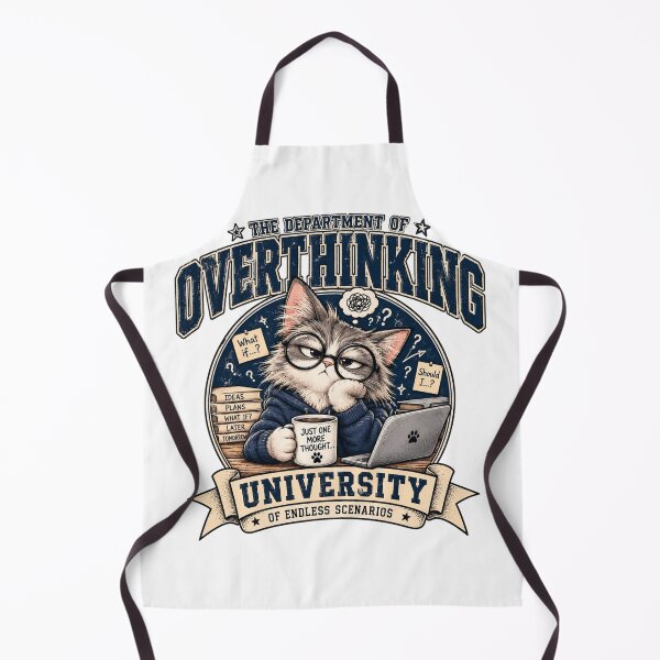 Item preview, Overthinking Cat Vintage Collegiate designed and sold by CozyPanicStudio.