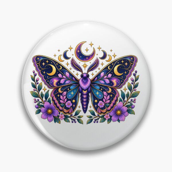 Item preview, Celestial Moon Moth with Purple Flowers designed and sold by TinyWeird.