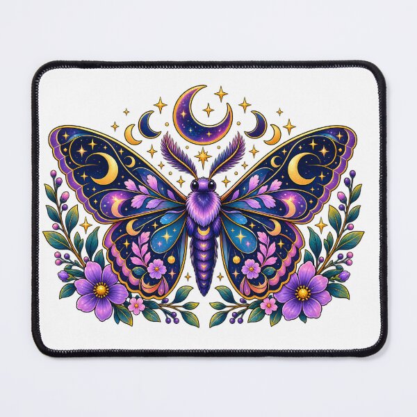 Item preview, Celestial Moon Moth with Purple Flowers designed and sold by TinyWeird.
