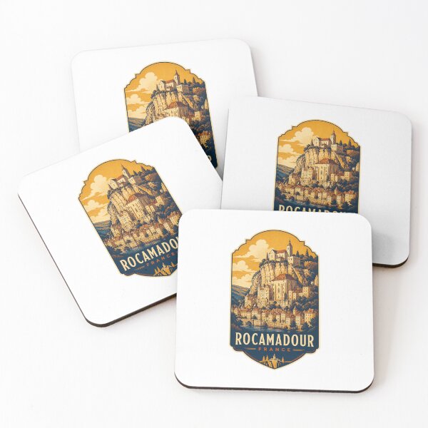 Item preview, Rocamadour France Vintage Travel Art – Medieval Cliffside Village designed and sold by AMICO77.